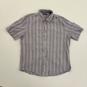 Light Purple Striped Alfani SS XL Men’s Button Up Shirt Extra Large Short Sleeve